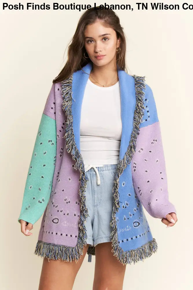 PLUS PAISLEY PRINT CONTRAST CARDIGAN - Posh Finds
