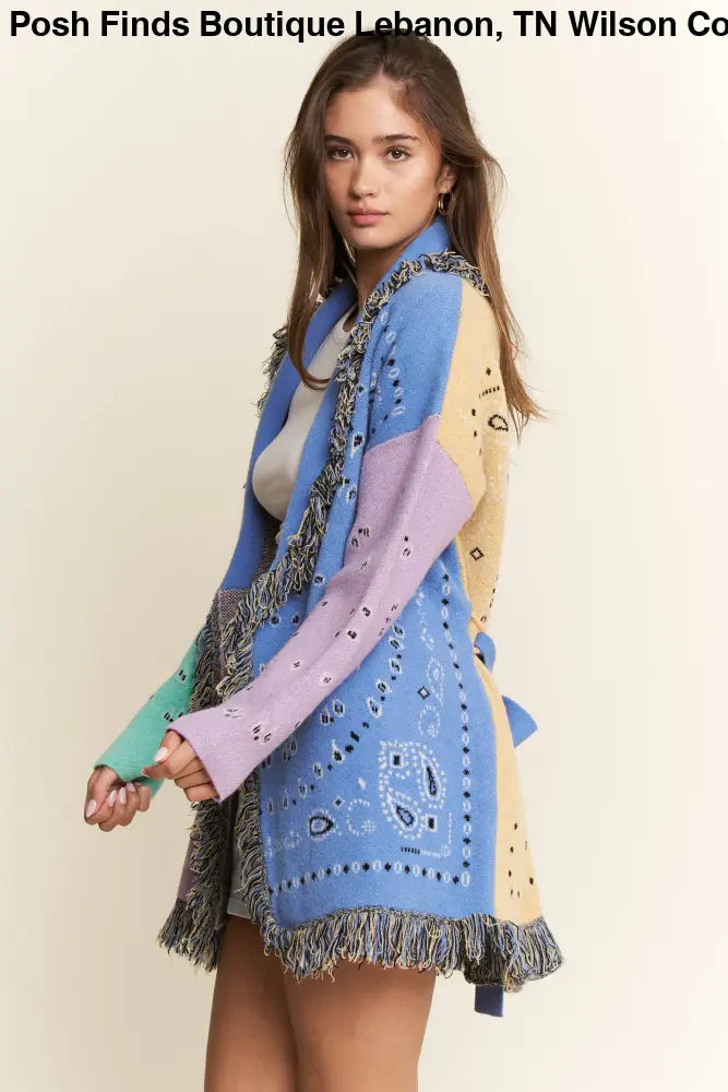 PLUS PAISLEY PRINT CONTRAST CARDIGAN - Posh Finds