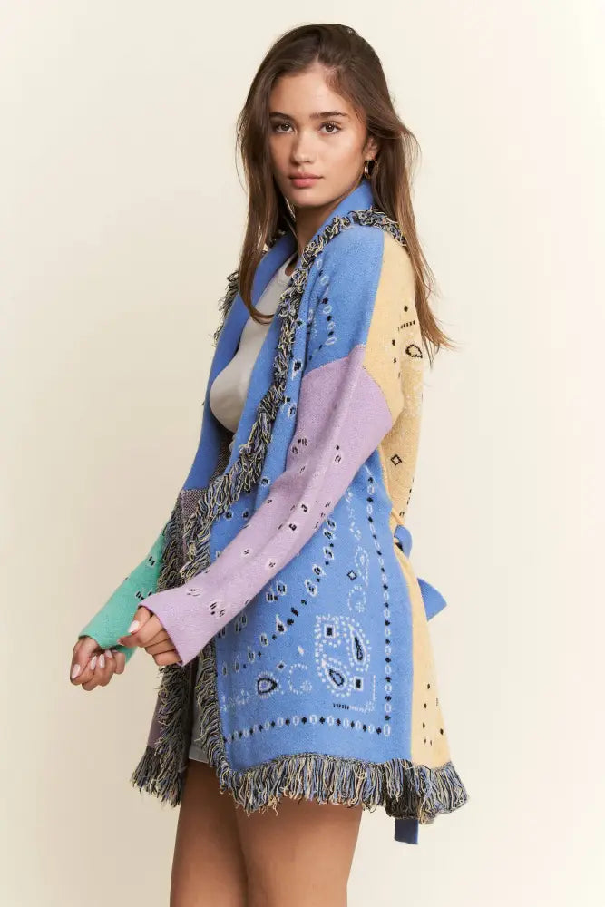 PLUS PAISLEY PRINT CONTRAST CARDIGAN - Posh Finds