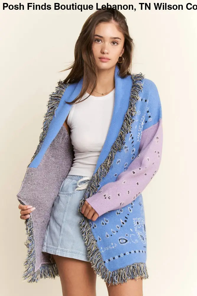 PLUS PAISLEY PRINT CONTRAST CARDIGAN - Posh Finds