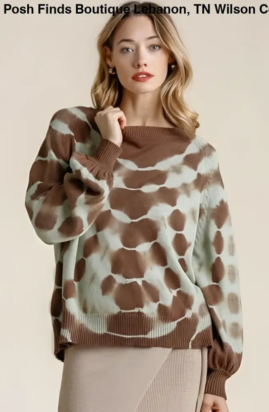 Plus Size Brown and Sage Sweater - Posh Finds