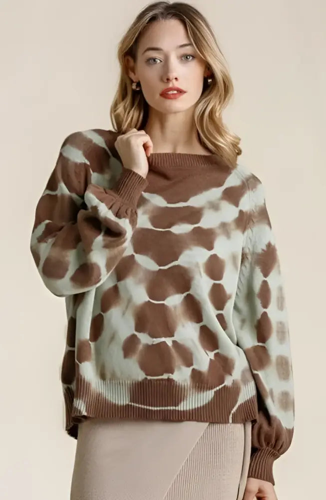 Plus Size Brown and Sage Sweater - Posh Finds