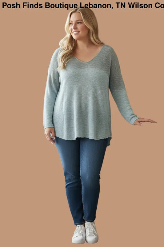 Plus Size Ombre Cool Gray Loose Knit Sweater - Posh Finds