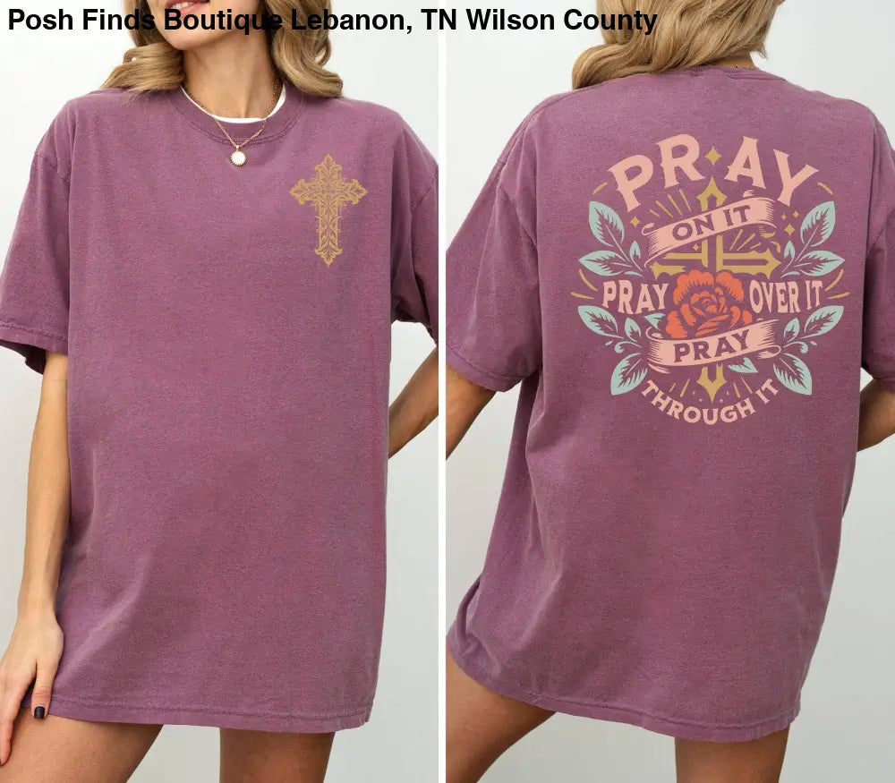 Pray Through It Christian Faith T-Shirt Pepper - Women > Tops