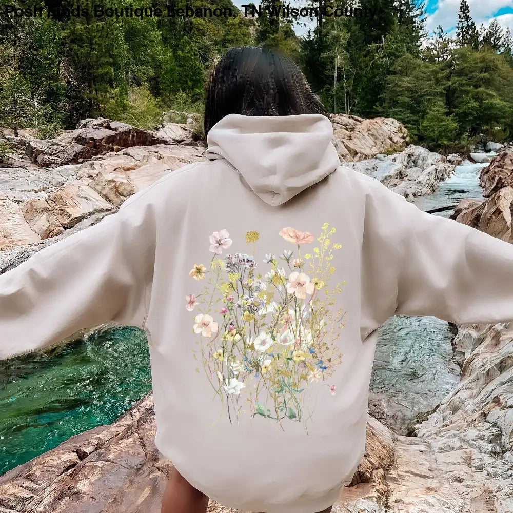 Pressed Flower Bouquet Hoodie: Sand - Posh Finds