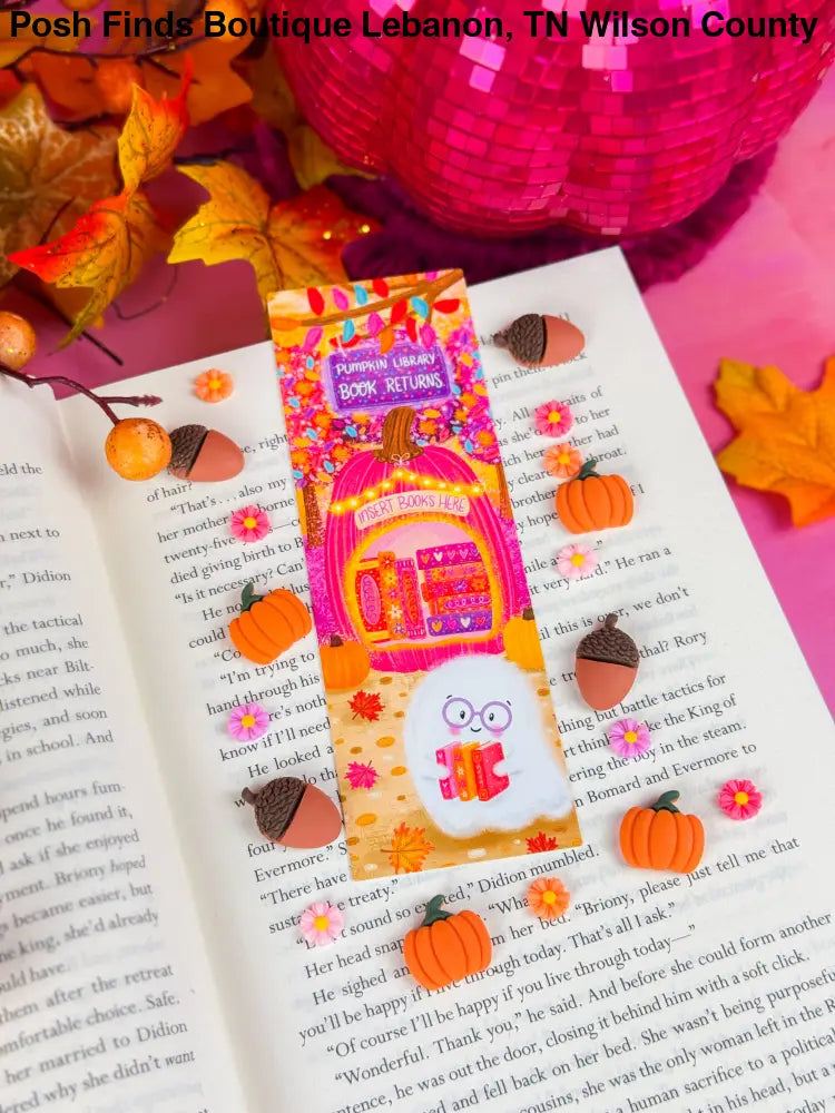 Pumpkin Library Book Returns Bookmark: Laminated - Posh Finds