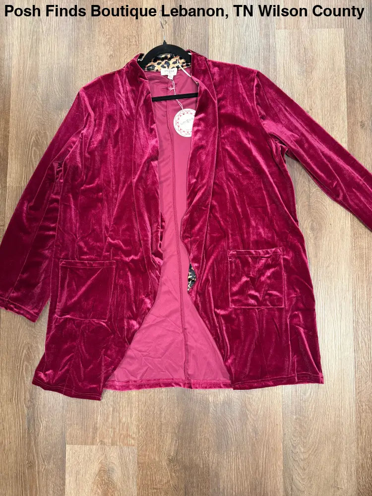 Raspberry Velvet Open Cardigan - Posh Finds