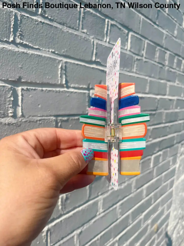 Read My Clips Book Stack Reading Bookstore Bookish Hair Claw - Posh Finds