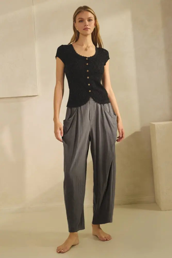 Relaxed Pull-on Pants - Washed Charcoal - Women > Pants