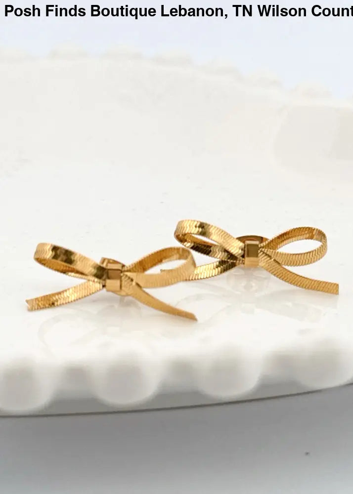 Ribbon Bow Earrings in Gold or Silver - Posh Finds