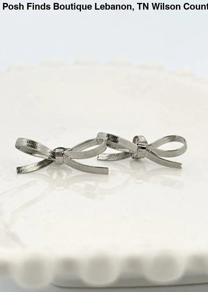 Ribbon Bow Earrings in Gold or Silver - Posh Finds