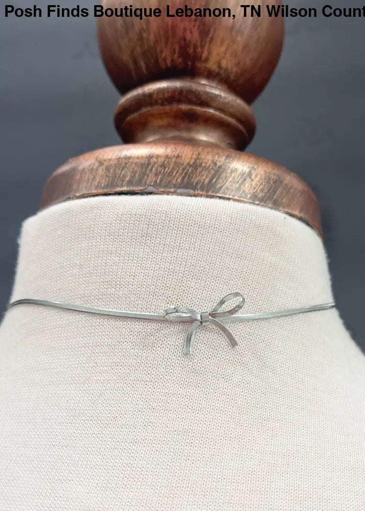 Ribbon Bow Necklace Gold and Silver - Posh Finds