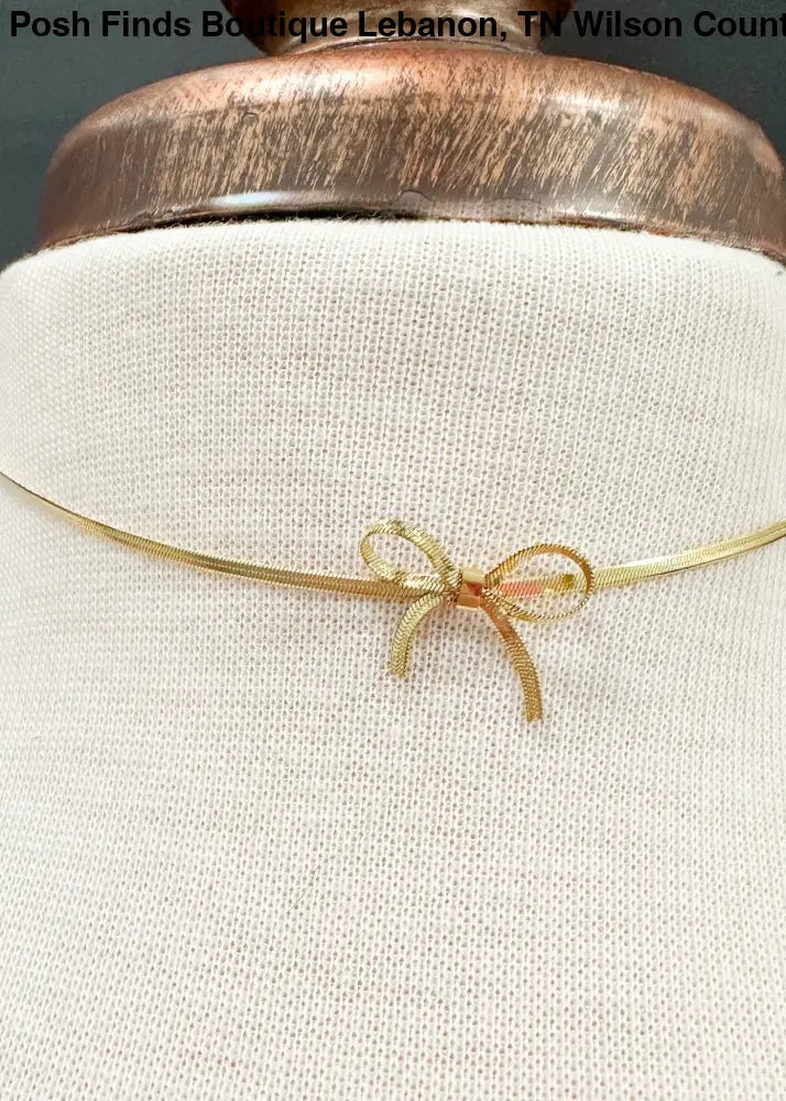 Ribbon Bow Necklace Gold and Silver - Posh Finds