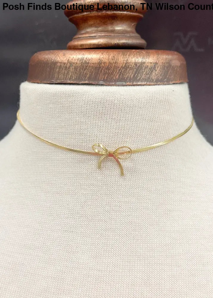 Ribbon Bow Necklace Gold and Silver - Posh Finds