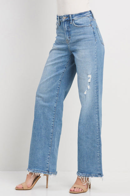 High Rise Wide Leg Jean in Medium Blue