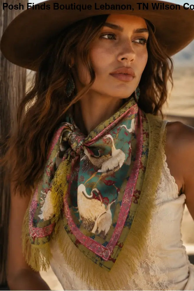 Satin Print Tassel Fringe Scarf - Accessories
