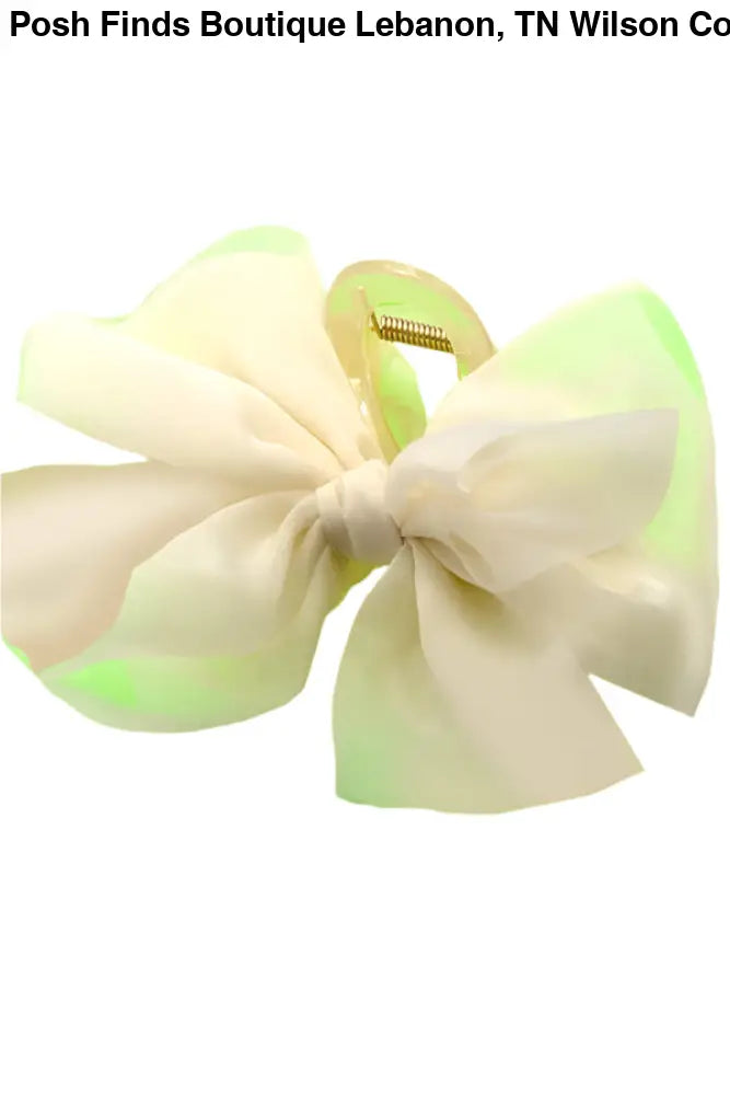 SHEER BOW RIBBON HAIR CLAW CLIPS PINK BLACK or OFF WHITE - Posh Finds