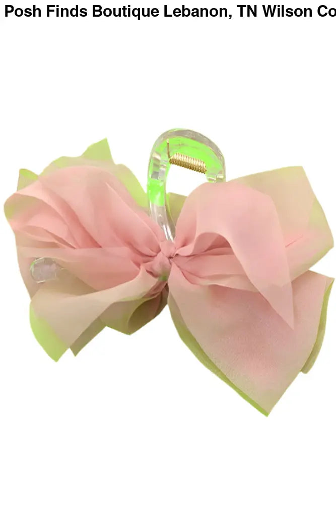 SHEER BOW RIBBON HAIR CLAW CLIPS PINK BLACK or OFF WHITE - Posh Finds