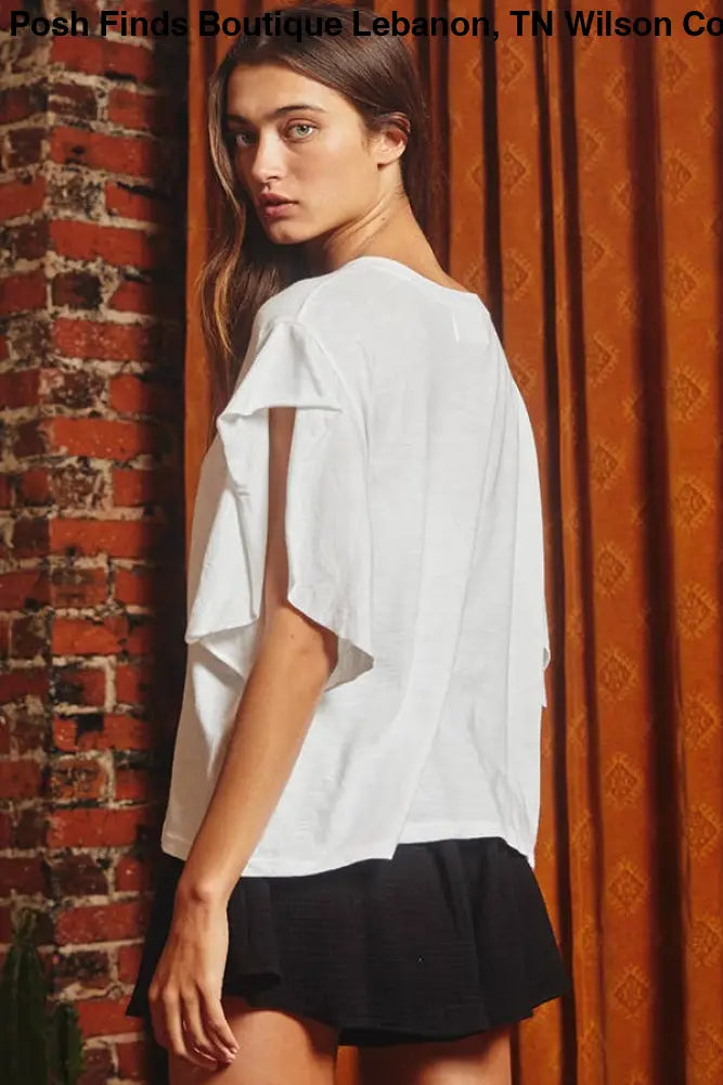 Short irregular sleeves Solid Oversize Top: OFF WHITE - Posh Finds