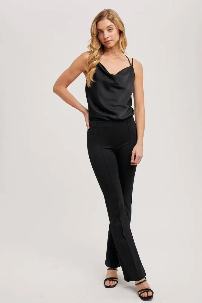 SILKY COWL NECK CAMI IN BLACK - Posh Finds