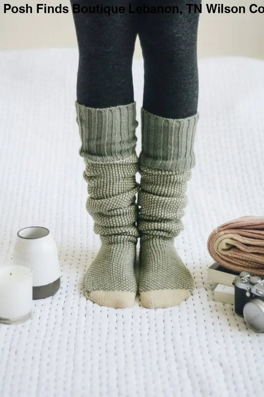 Soft Open Work Knit Lounge Socks: Mint - Posh Finds
