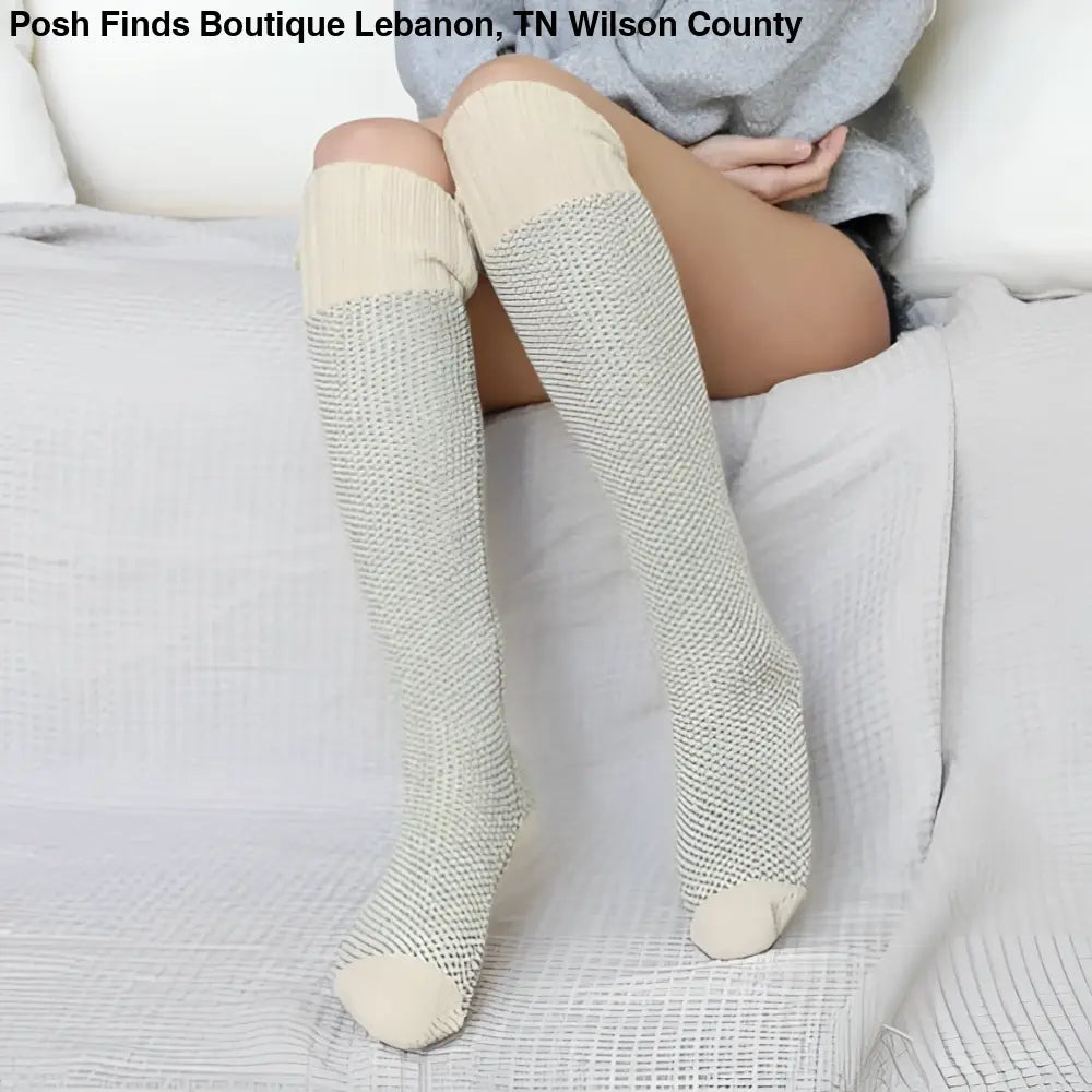 Soft Open Work Knit Lounge Socks: Pink - Posh Finds