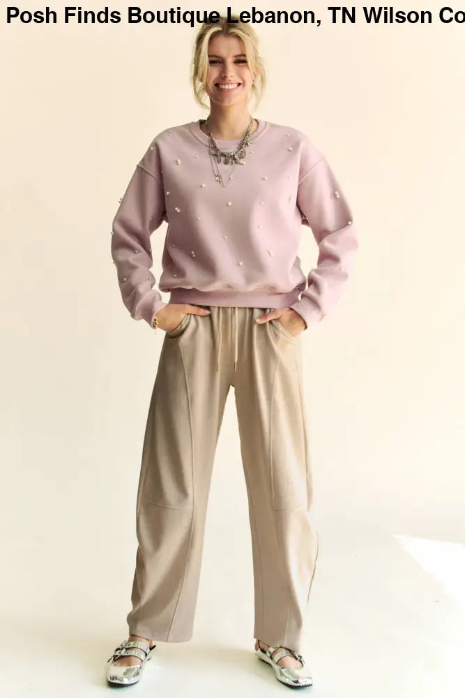 SOLID ELASTIC WAISTBAND POCKETS LONG BARREL PANTS: Khaki / S - Posh Finds