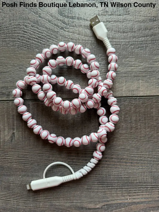 Sports Ball Phone Cord with Lightening and USB-C: Baseball - Accessories