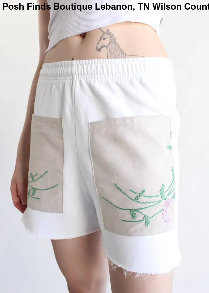 Sweat Short with Embroidered Front Pocket - Posh Finds