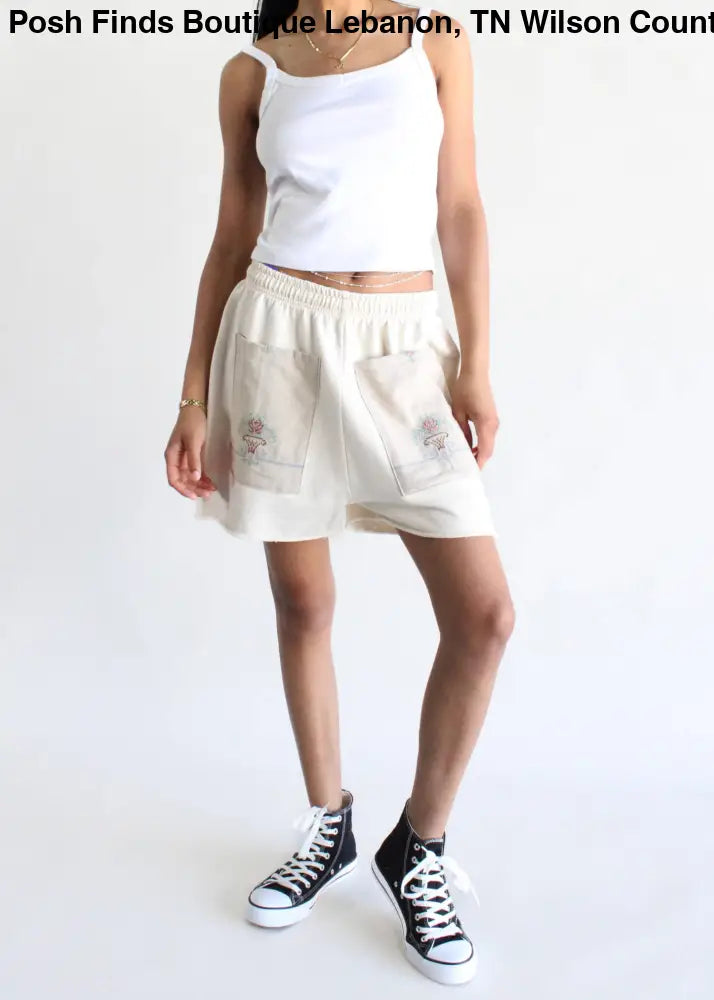 Sweat Short with Embroidered Front Pocket - Posh Finds