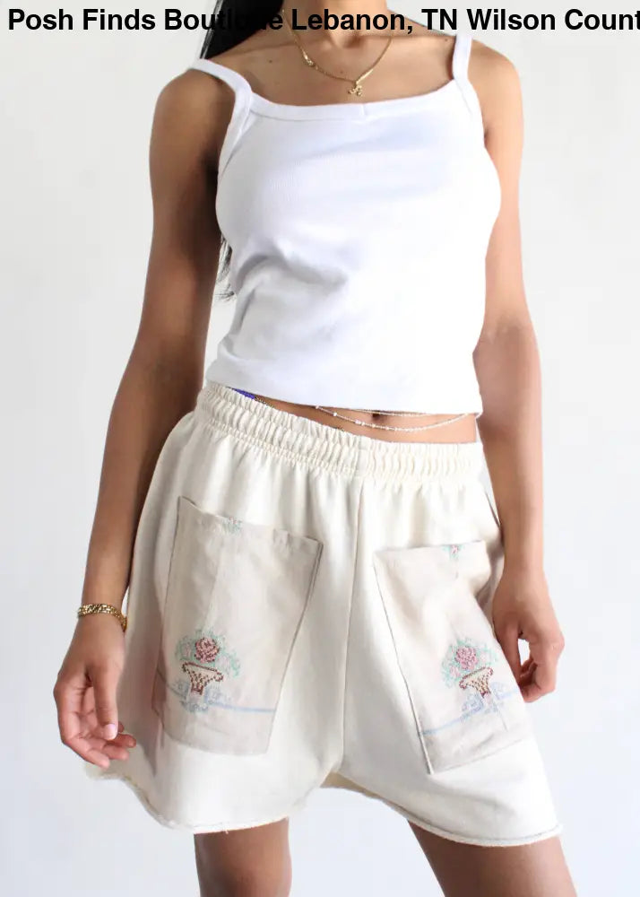 Sweat Short with Embroidered Front Pocket - Posh Finds