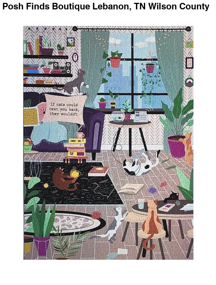 Texting cats - 1000 piece soft touch Jigsaw Puzzle - Posh Finds