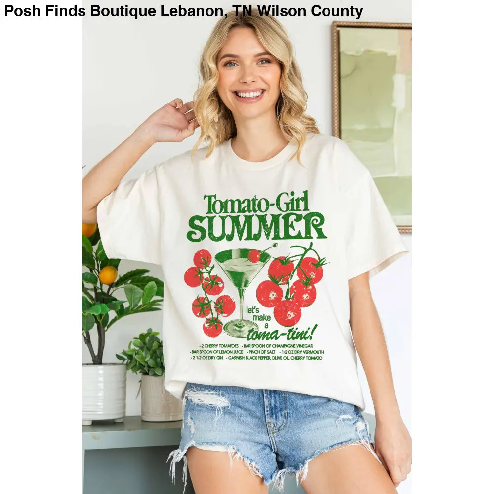 TOMATO GIRL SUMMER Oversized Graphic Tee: SAND - Posh Finds