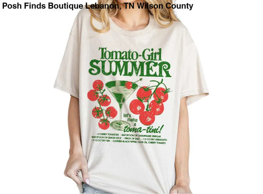 TOMATO GIRL SUMMER Oversized Graphic Tee: SAND - Posh Finds