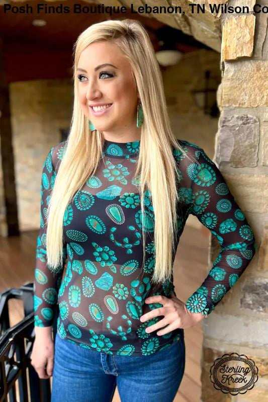 Turquoise Mesh Top - Posh Finds