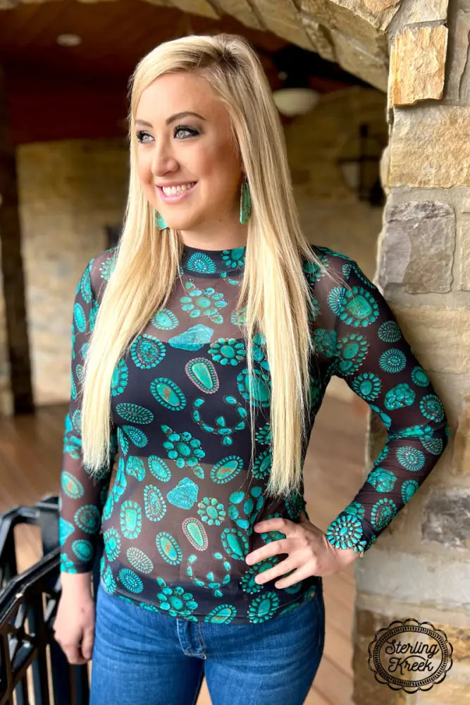 Turquoise Mesh Top - Posh Finds