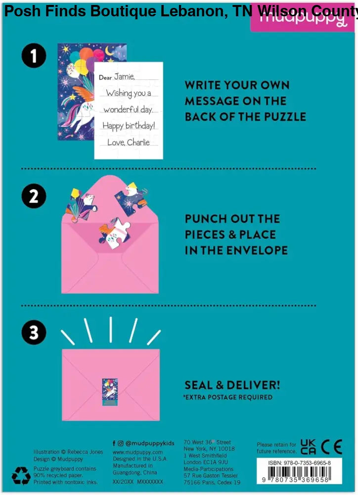 Unicorn Party Greeting Card Puzzle