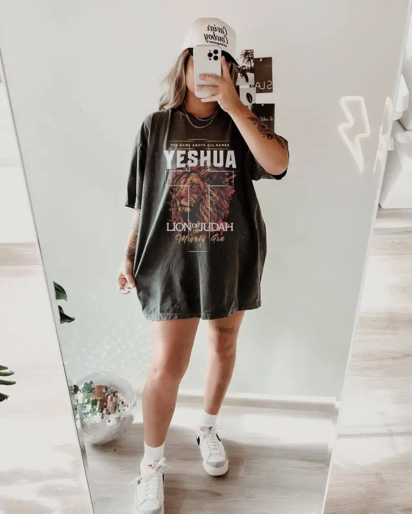 Vintage Lion of Judah Names of God Christian T-shirt Sand - Women > Tops