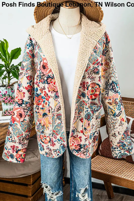 Vintage Paisley Floral Sherpa Lined Hooded Jacket - Posh Finds