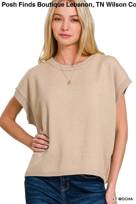 Viscose Sweater Vest: LT MOCHA - Posh Finds
