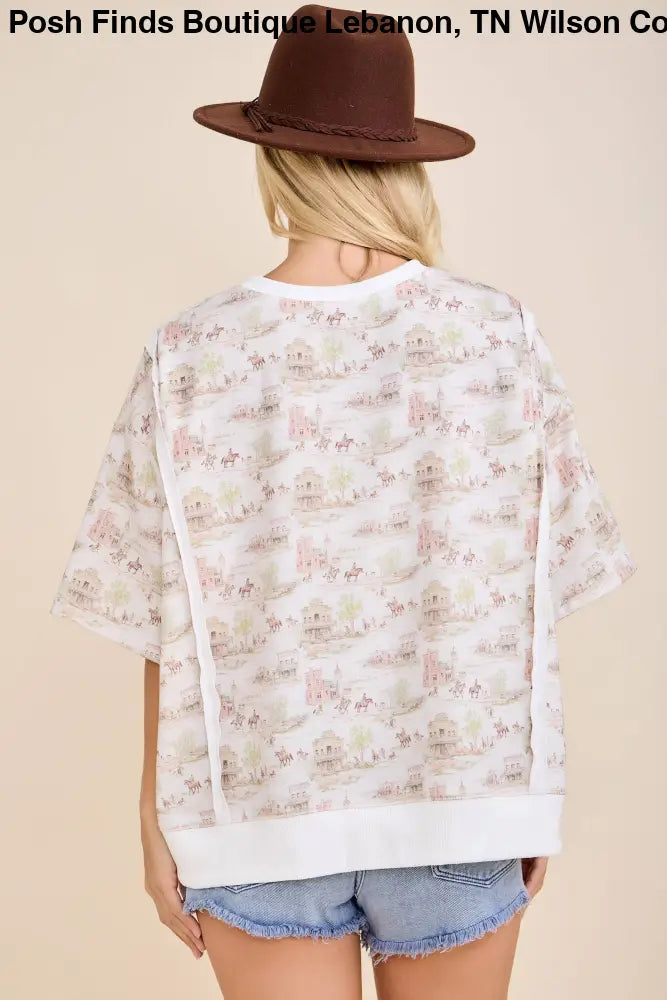 Western Scenic Print Relaxed Fit Top - Posh Finds