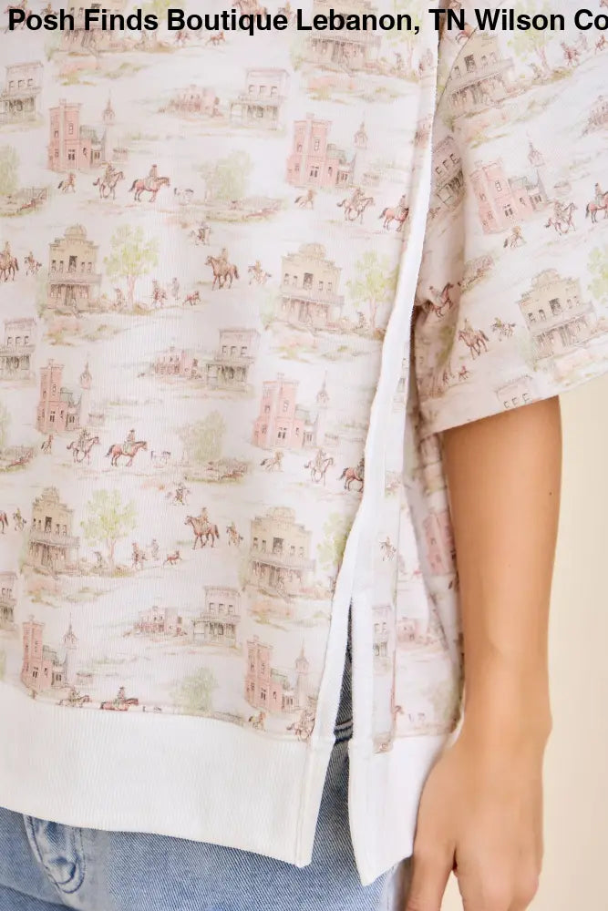 Western Scenic Print Relaxed Fit Top - Posh Finds