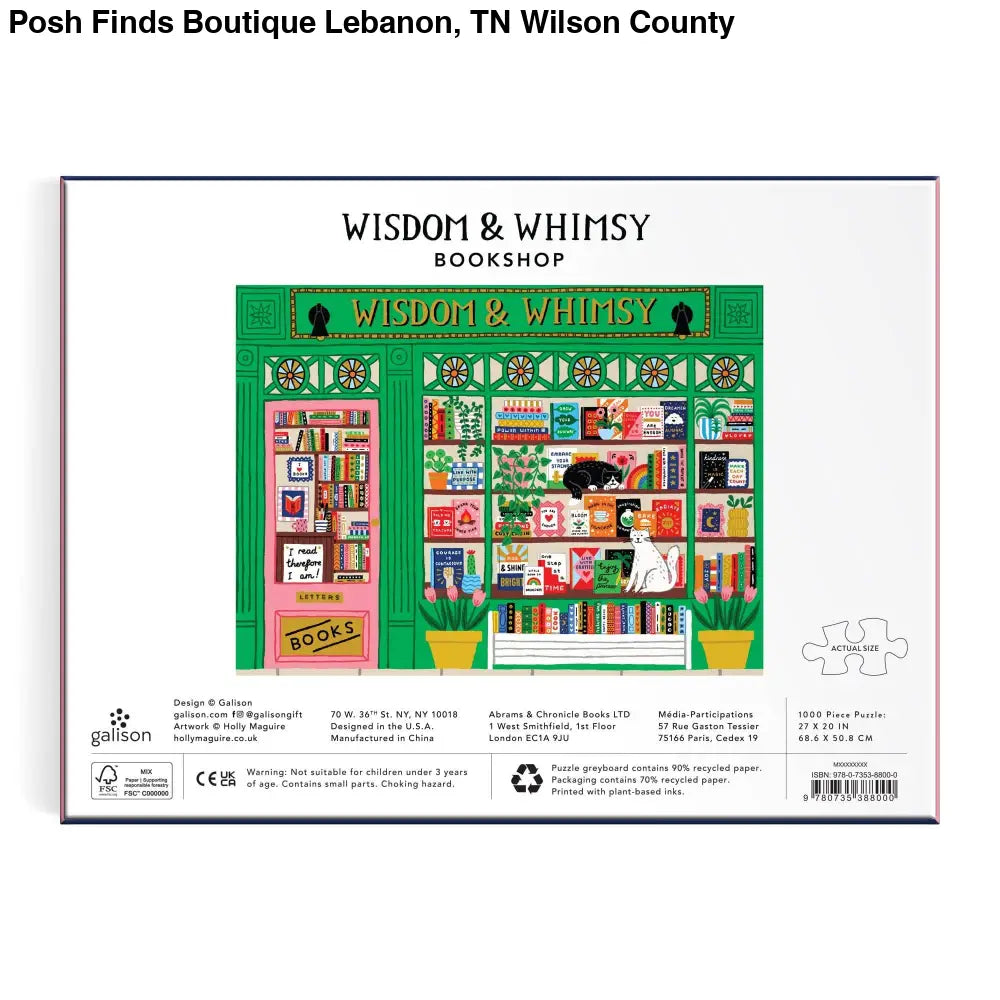Wisdom & Whimsy Bookshop 1000 Piece Foil Puzzle