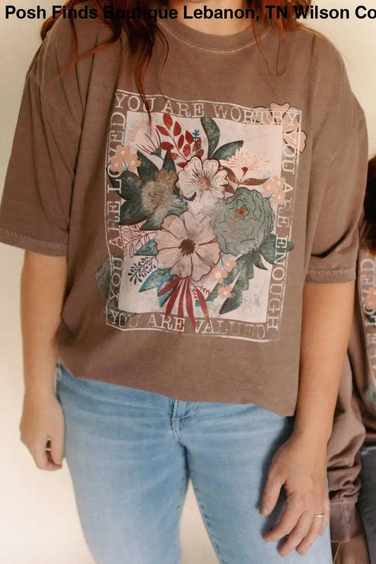 You Are Worthy Tee in Espresso - Posh Finds